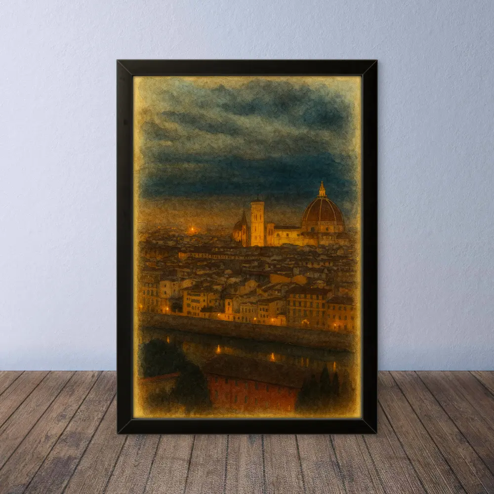 Cornice Quadro Disegno Acquarello su Firenze – Arte [S0] 096