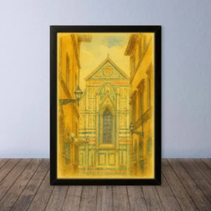 Cornice Quadro Disegno Acquarello su Firenze – Arte [S0] 097