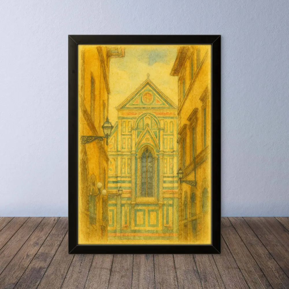 Cornice Quadro Disegno Acquarello su Firenze – Arte [S0] 097