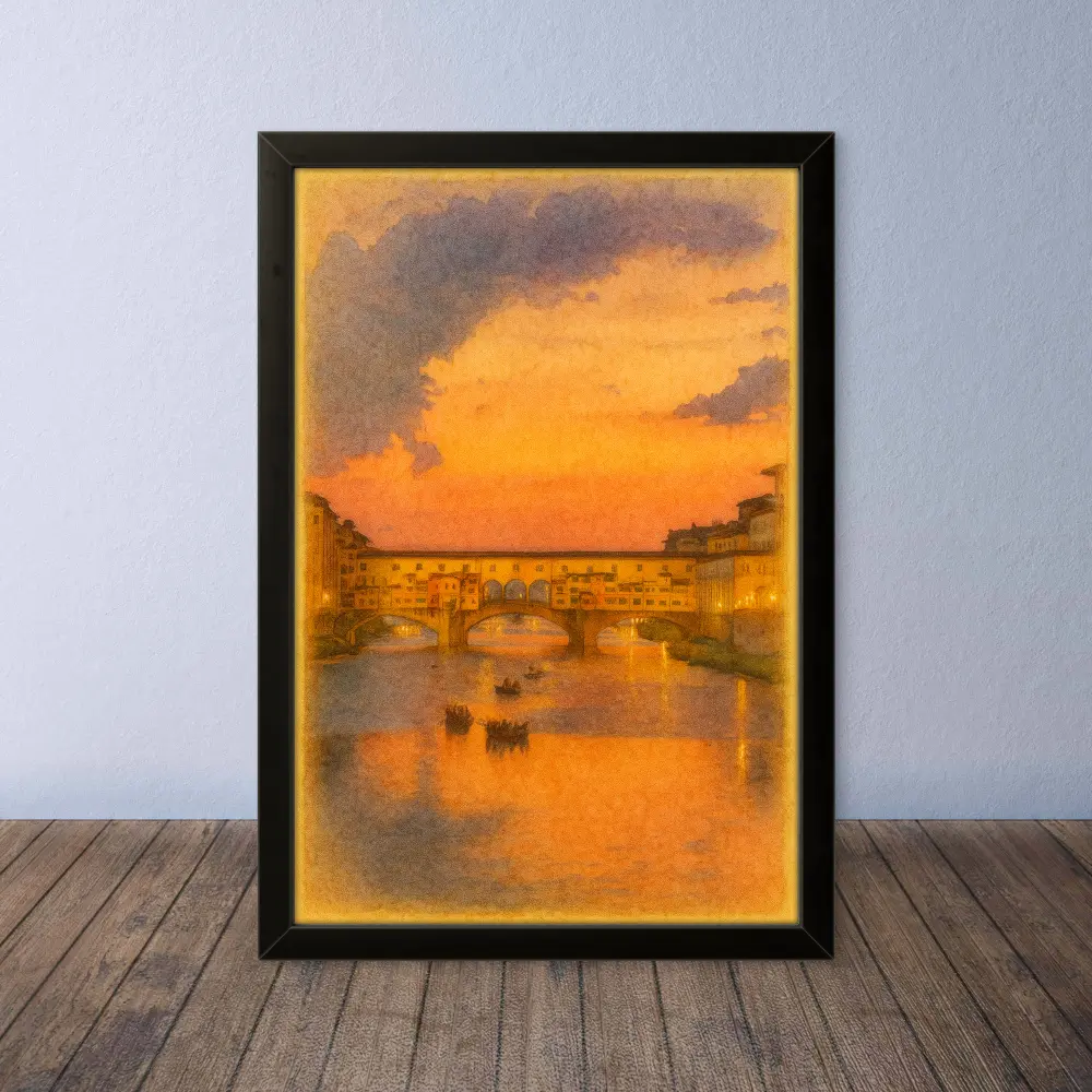 Cornice Quadro Disegno Acquarello su Firenze – Arte [S0] 098